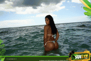 Suelyn posing in the ocean